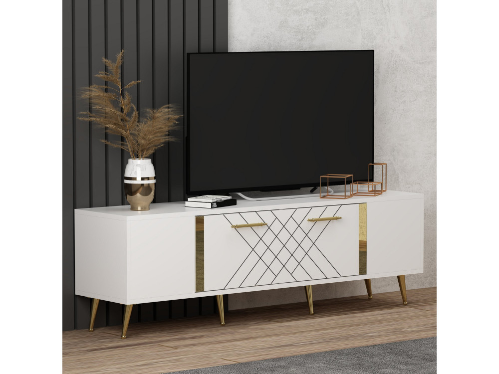 Meuble TV en bois "Detas" - 150 x 35 x 48 cm - Or