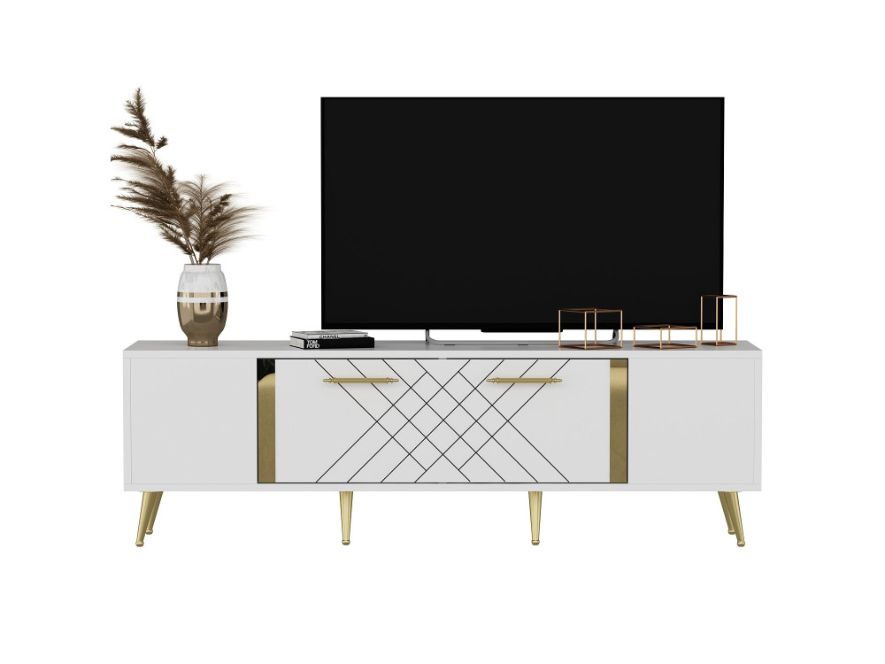 Meuble TV en bois "Detas" - 150 x 35 x 48 cm - Or