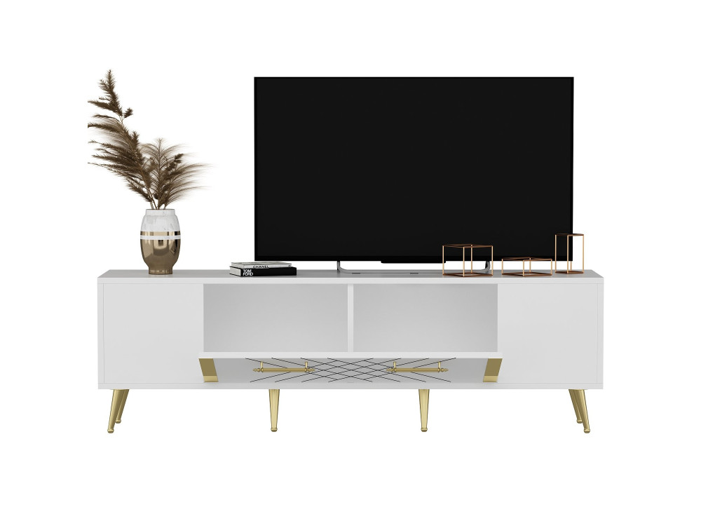 Meuble TV en bois "Detas" - 150 x 35 x 48 cm - Or
