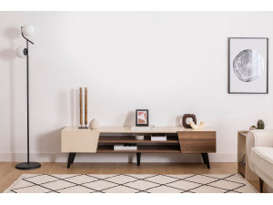 Meuble TV en bois "Clark" - 180 x 37 x 45 cm - Marron 2