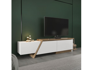 Meuble TV en bois "Zonas" - 180 x 35 x 28 cm - Blanc 2