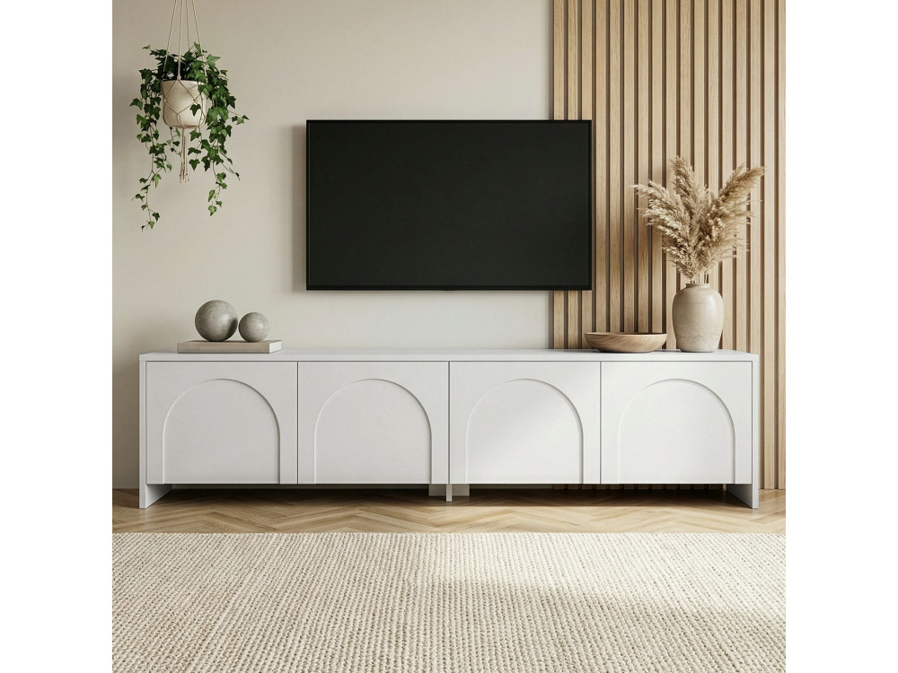 Meuble TV en bois "Aurelia" - 180 x 32 x 45 cm - Blanc