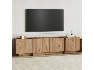 Meuble TV en bois "Lowen" - 180 x 35 x 46 cm - Pin Atlantique / Anthracite 2