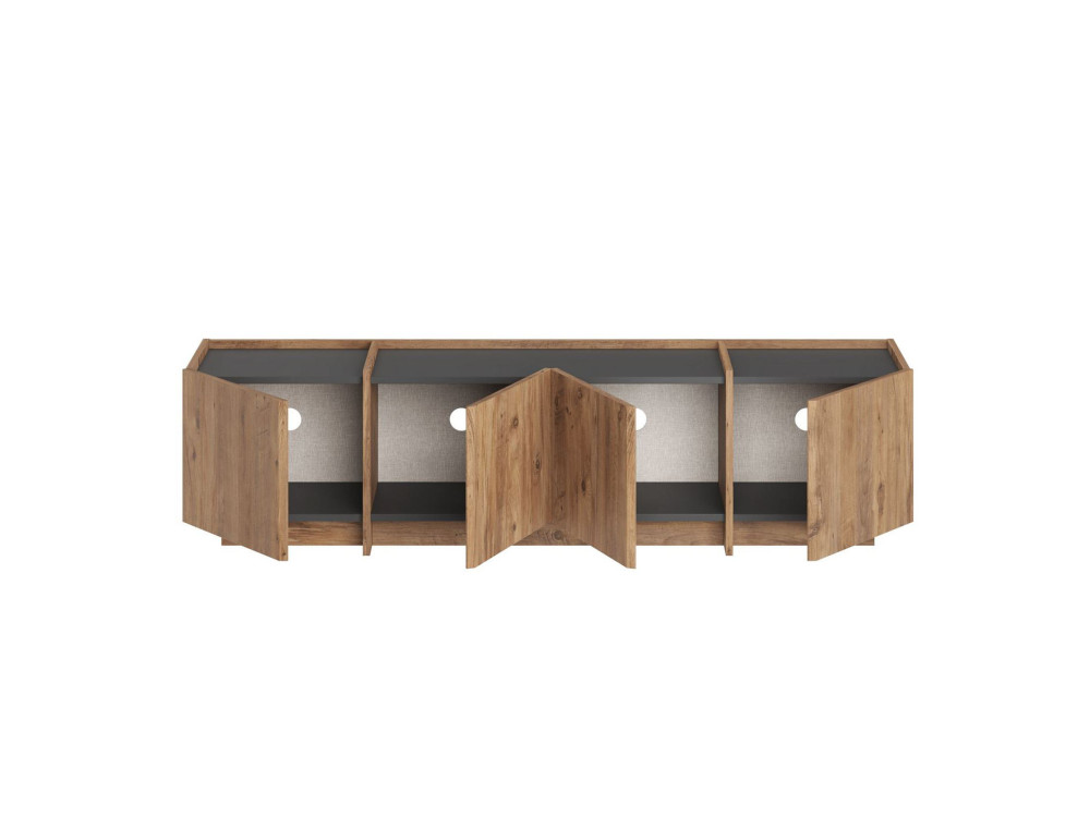 Meuble TV en bois "Lowen" - 180 x 35 x 46 cm - Pin Atlantique / Anthracite
