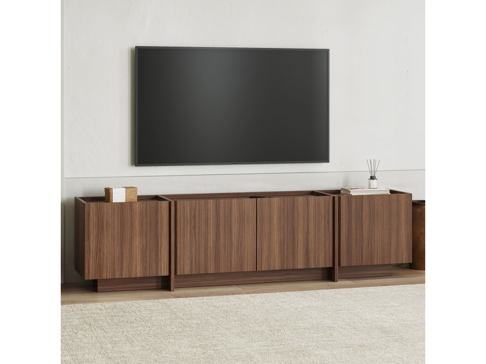 Meuble TV en bois "Lowen" - 180 x 35 x 46 cm - Noyer Milano