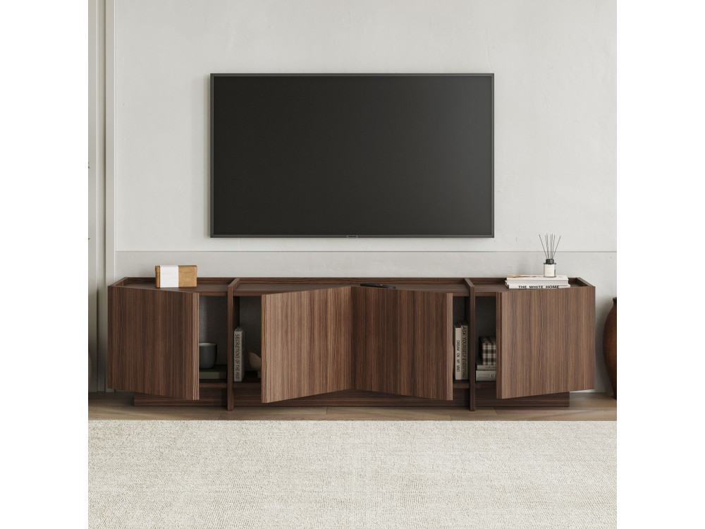 Meuble TV en bois "Lowen" - 180 x 35 x 46 cm - Noyer Milano