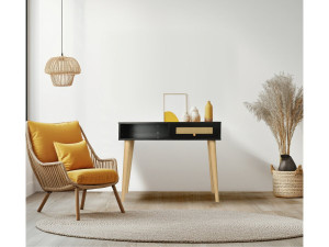 Console cannage "Marine" - 100 x 29 x 81 cm - Noir 2