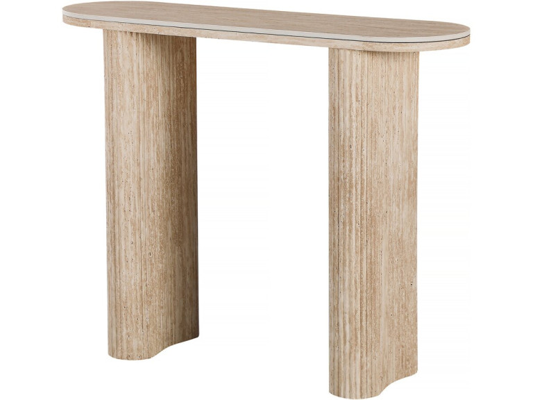 Table console travertin en céramique "Alba" - 100 x 30 x 80 cm - Marron
