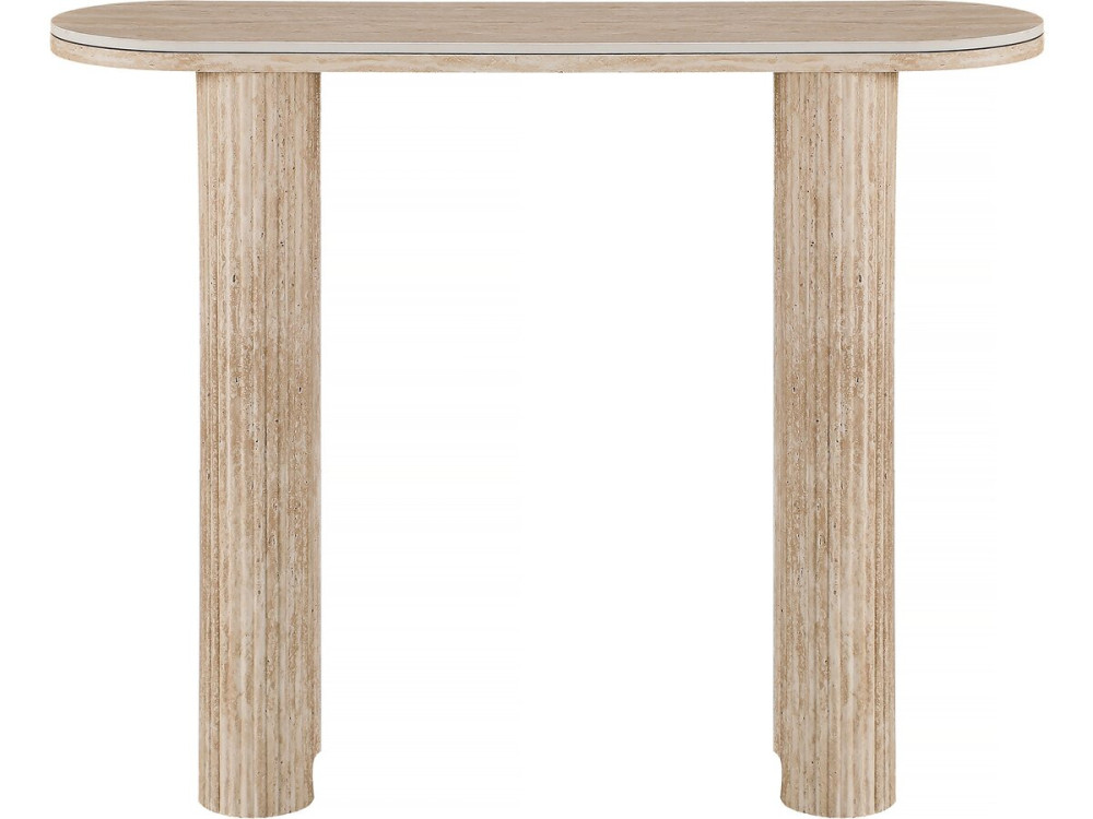 Table console travertin en céramique "Alba" - 100 x 30 x 80 cm - Marron