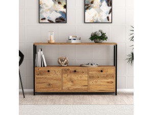 Buffet en bois "Nero" - 120 x 30 x 75 cm - Pin atlantique Noir 2