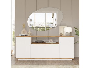 Buffet en bois "FR15" - 180 x 44 x 75 cm - Pin atlantique Blanc 2