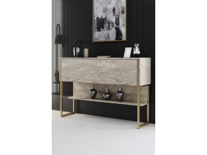Console en bois "Luxe" - 120 x 30 x 80 cm - Travertin Or 2