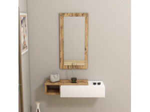 Console avec miroir en bois "Vien " - 82 x 29 x 15 cm - Blanc 2