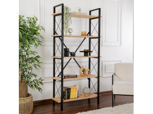 Bibliothèque en bois "Elysian" - 90 x 33 x 180 cm - ChêneNoir 2