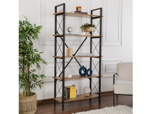 Bibliothèque en bois "Elysian" - 90 x 33 x 180 cm - NoyerNoir 2