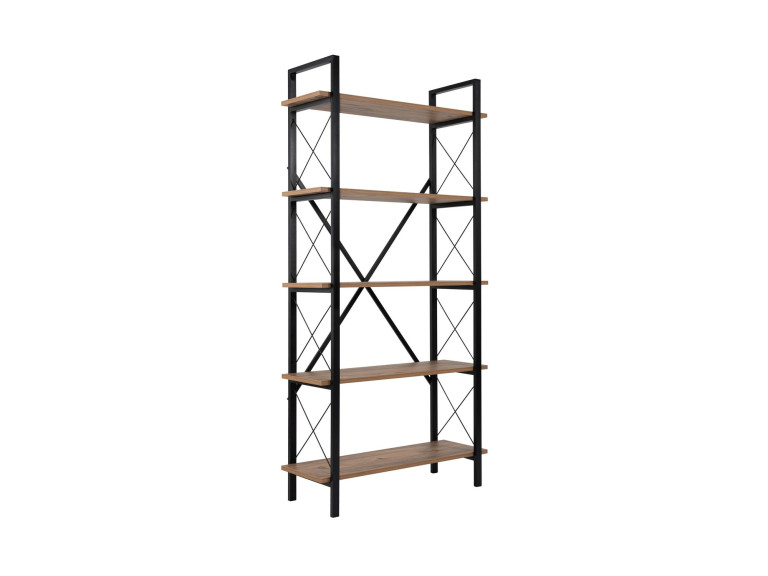 Bibliothèque en bois "Elysian" - 90 x 33 x 180 cm - Pin atlantiqueNoir