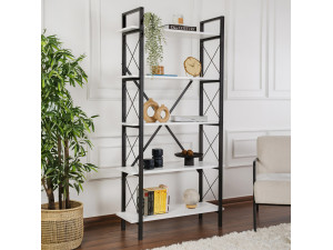 Bibliothèque en bois "Elysian" - 90 x 33 x 180 cm - BlancNoir 2