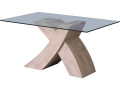 Table repas "Mona" - 200 x 90 x 74 cm - Blanc - Chêne - 1.5m