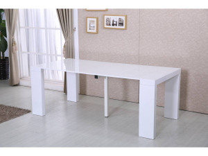 Table repas extensible "Dina" - 200/40 x 94 x 75 cm - Blanc laqué 2