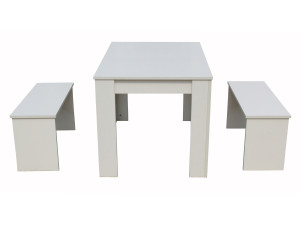Table avec 2 bancs "Tino" - 110 x 74 x 70 cm - Blanc 2