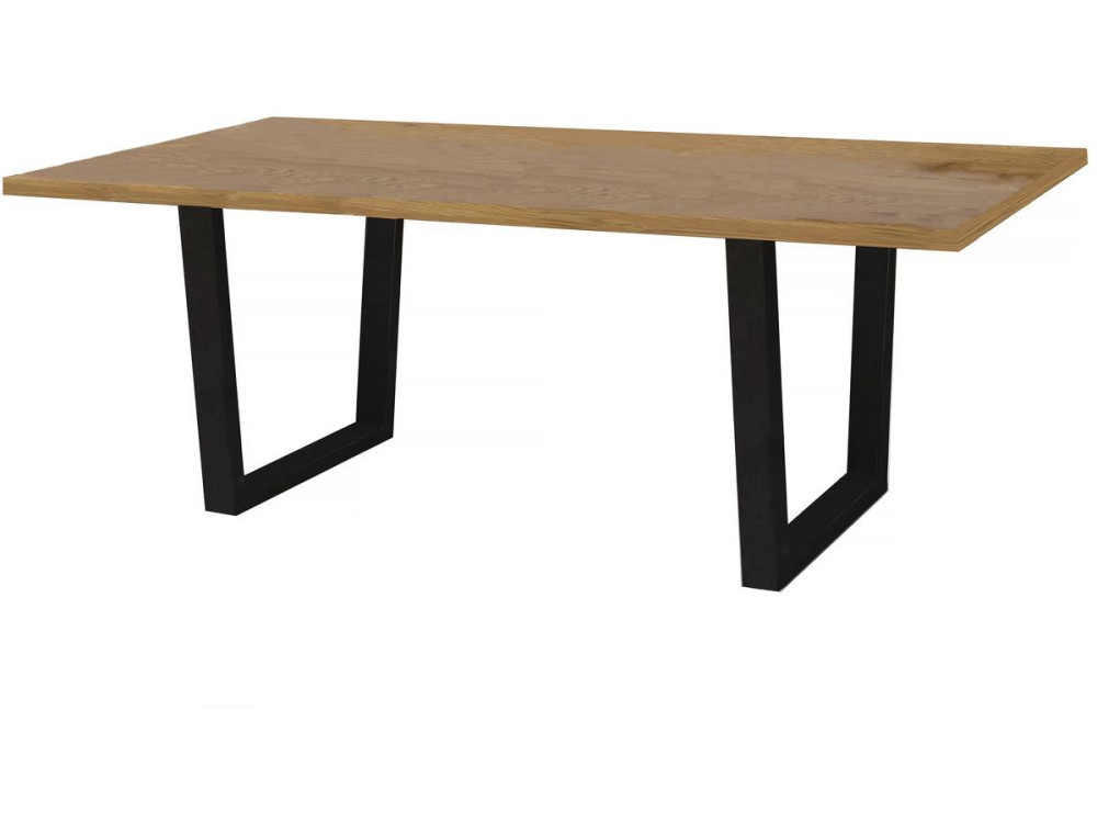 Table repas "Hollywood" - 200 x 100 x 76 cm - couleur: Chêne / Noir