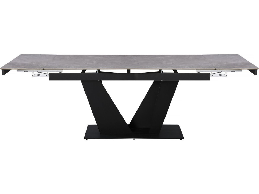 Table à manger extensible en céramique - 160/240 cm - 6 à 10 personnes "Nova" - Gris marbré