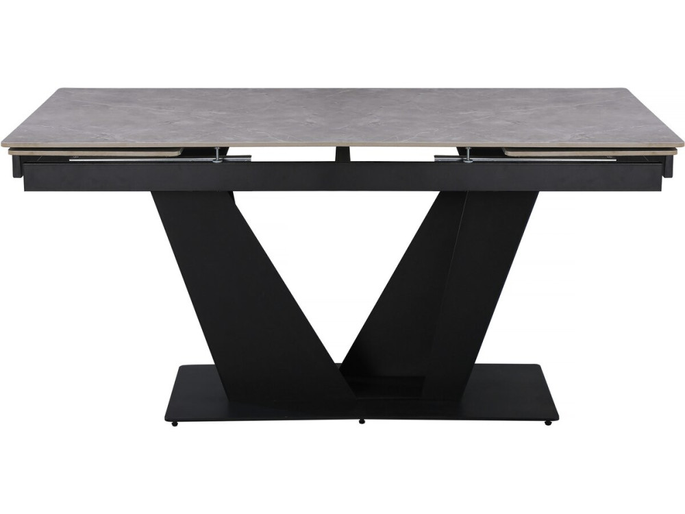 Table à manger extensible en céramique - 160/240 cm - 6 à 10 personnes "Nova" - Gris marbré