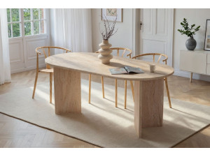 Table à manger en bois "Sablin" - 180 x 89 x 75 cm - Travertin 2