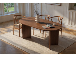 Table à manger en bois "Sablin" - 180 x 89 x 75 cm - Noyer 2