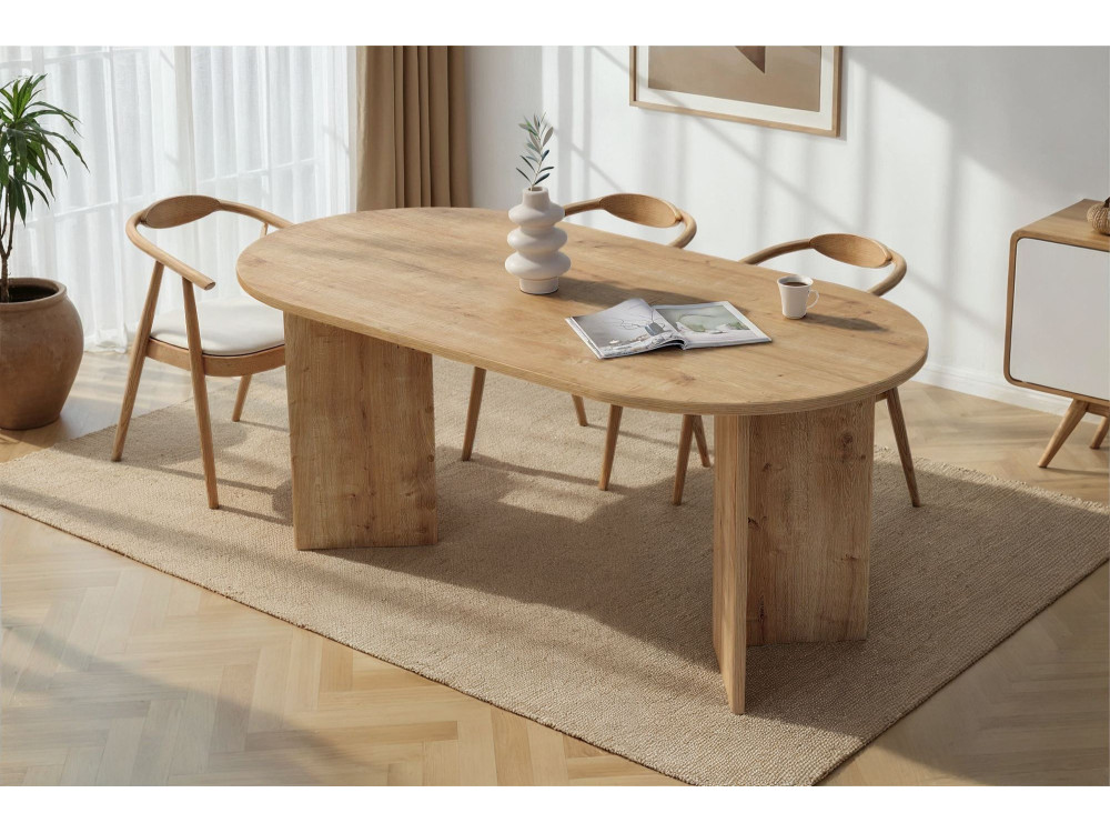 Table à manger en bois "Sablin" 180 x 90 x 75 cm - Chêne saphir