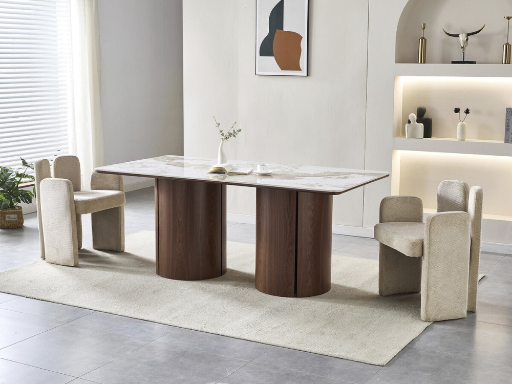 Table à manger rectangulaire en céramique pendora "Milano" - 6 places - Marron
