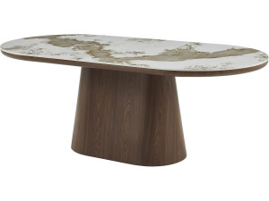 Table à manger ovale en céramique pandora "Bellagio" - 8 places - Beige