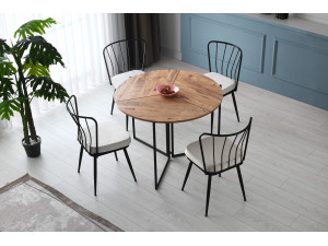 Table à manger en bois "Yaprak" - 100 x 100 x 72 cm - Pin atlantique 2