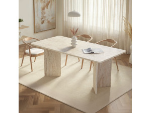 Table à manger en bois "Linza" 180 x 90 x 75 cm - Travertin 2