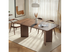 Table à manger en bois "Linza" 180 x 90 x 75 cm - Noyer 2