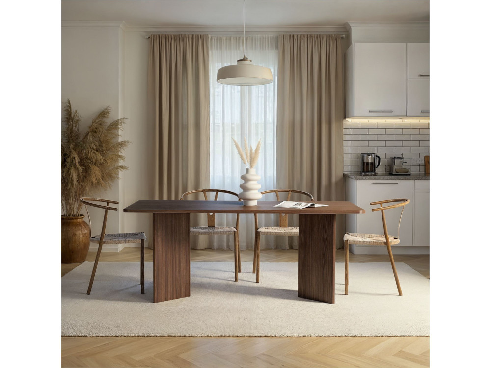 Table à manger en bois "Linza" 180 x 90 x 75 cm - Noyer