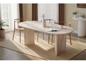 Table à manger en bois "Sabella" 200 x 90 x 75 cm - Travertin 2