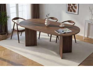 Table à manger en bois "Sabella" 200 x 90 x 75 cm - Noyer 2