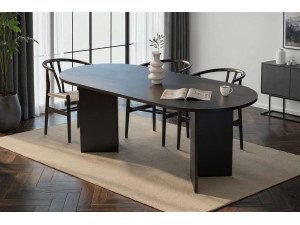 Table à manger en bois "Sabella" 200 x 90 x 75 cm - Bois Noir 2