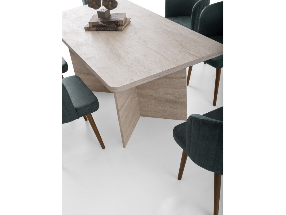 Table à manger en bois "Lizzard" 180 x 90 x 77 cm - Travertin