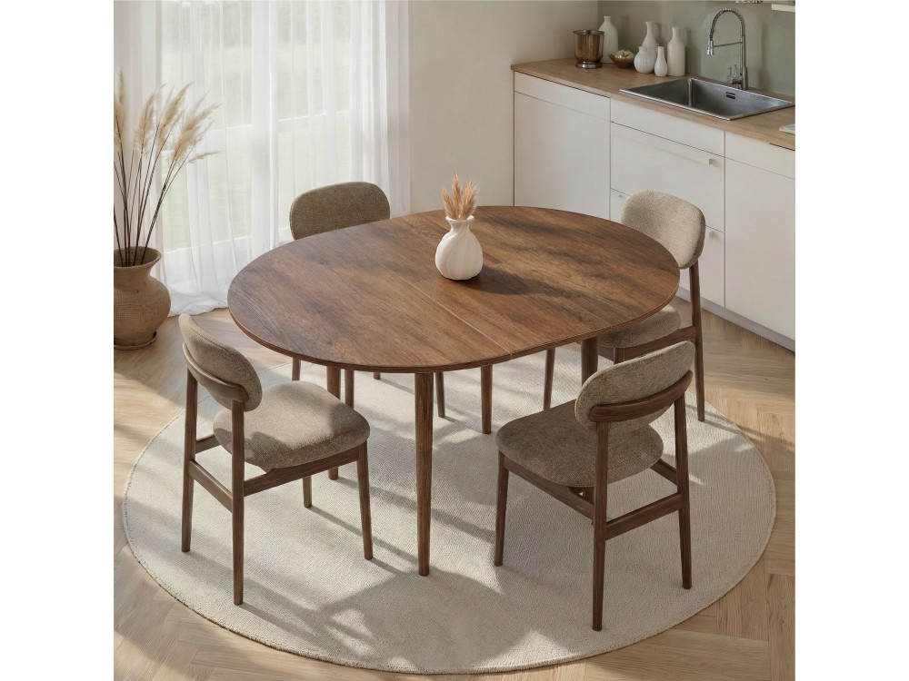 Table à manger extensible en bois "Viona" 100 x 100 x 75 cm - Barok Walnut