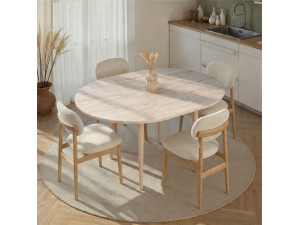 Table à manger extensible en bois "Viona" 100 x 100 x 75 cm - Travertin 2