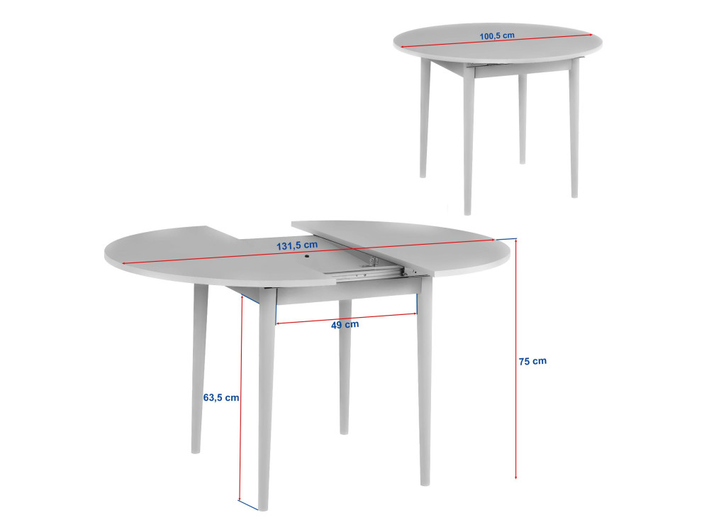 Table à manger extensible en bois "Viona" 100 x 100 x 75 cm - Travertin