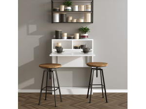 Table de repas pliable en bois "Bracked" - 70 x 15 x 96 cm - Blanc 2