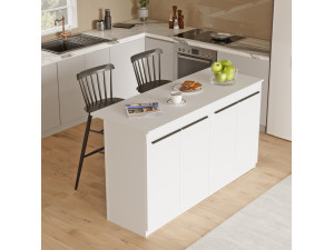 Table de cuisine en bois "Lark" - 160 x 60 x 90 cm - Blanc 2