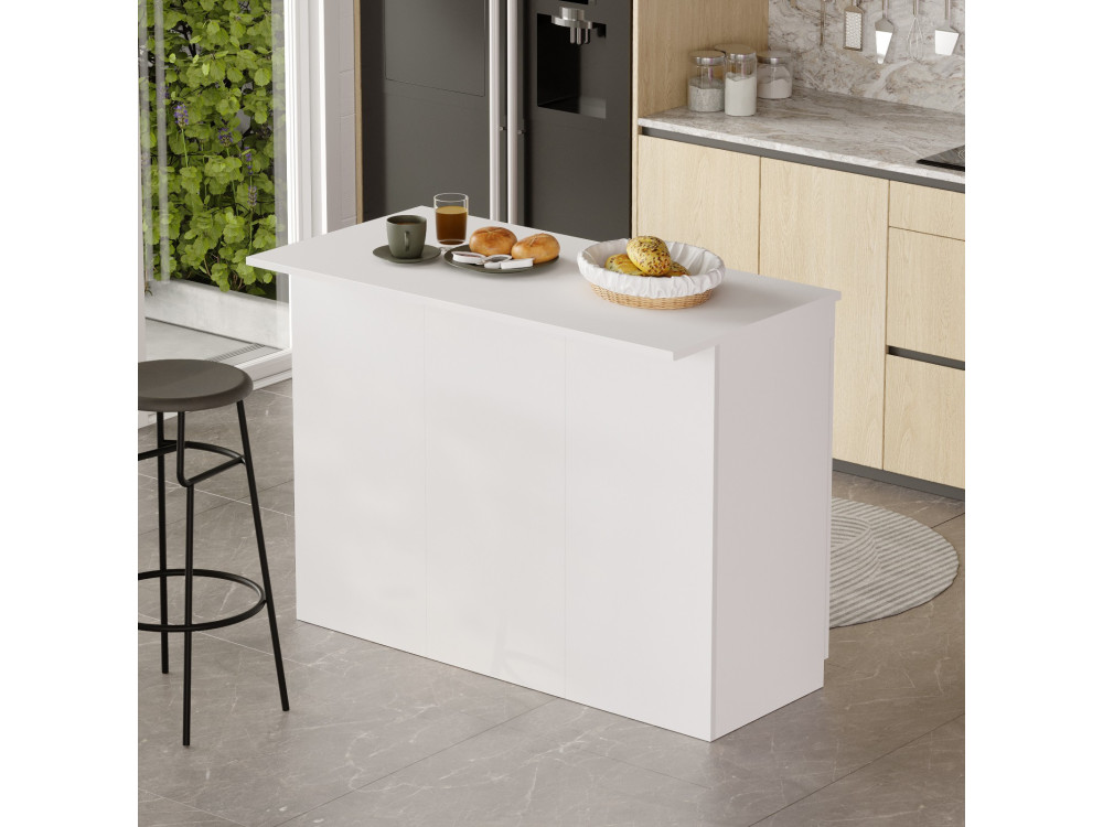 Table de cuisine en bois "Orlando" - 120 x 60 x 88 cm - Blanc