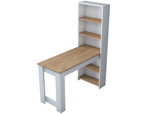 Table de repas avec étagères en bois "Jong" - 120 x 54 x 154 cm - Marron