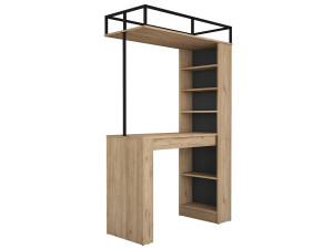 Table de repas avec étagères en bois "Jacob" - 120 x 56 x 199 cm - Marron