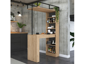 Table de repas avec étagères en bois "Jacob" - 120 x 56 x 199 cm - Marron 2