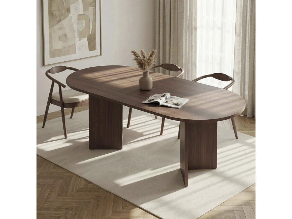 Table repas extensible en bois 160/200 cm "Sorell" - 8 places - Marron